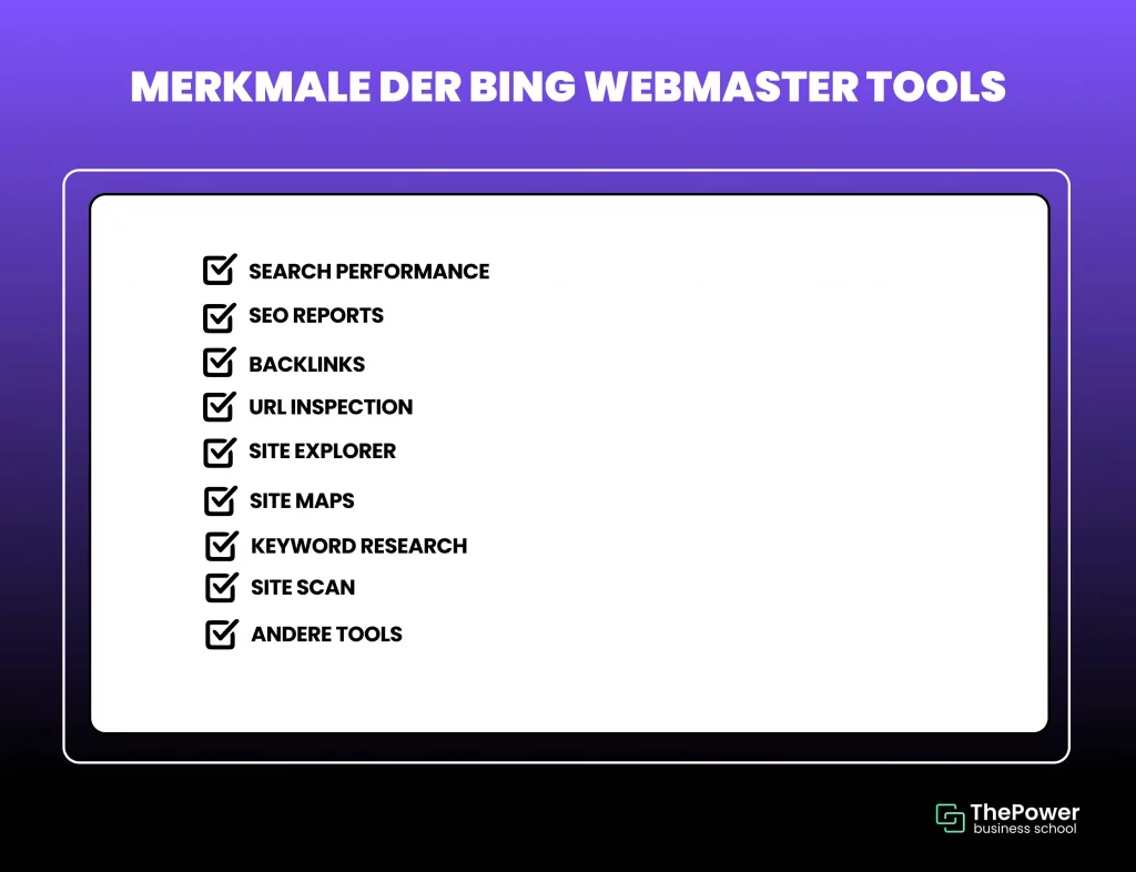 Merkmale der Bing Webmaster Tools
