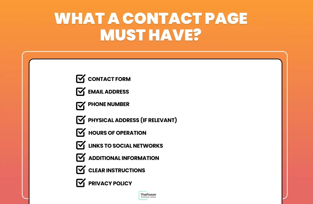 What a contact page must have
